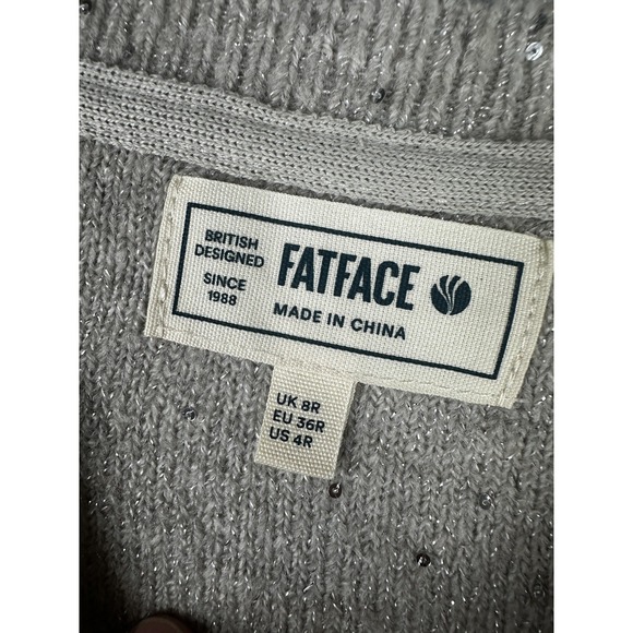 FatFace Dress Womens US 4 Gray Eden Knit Sequin Sweater Long Sleeve UK 8R EU 36R - Picture 4 of 10